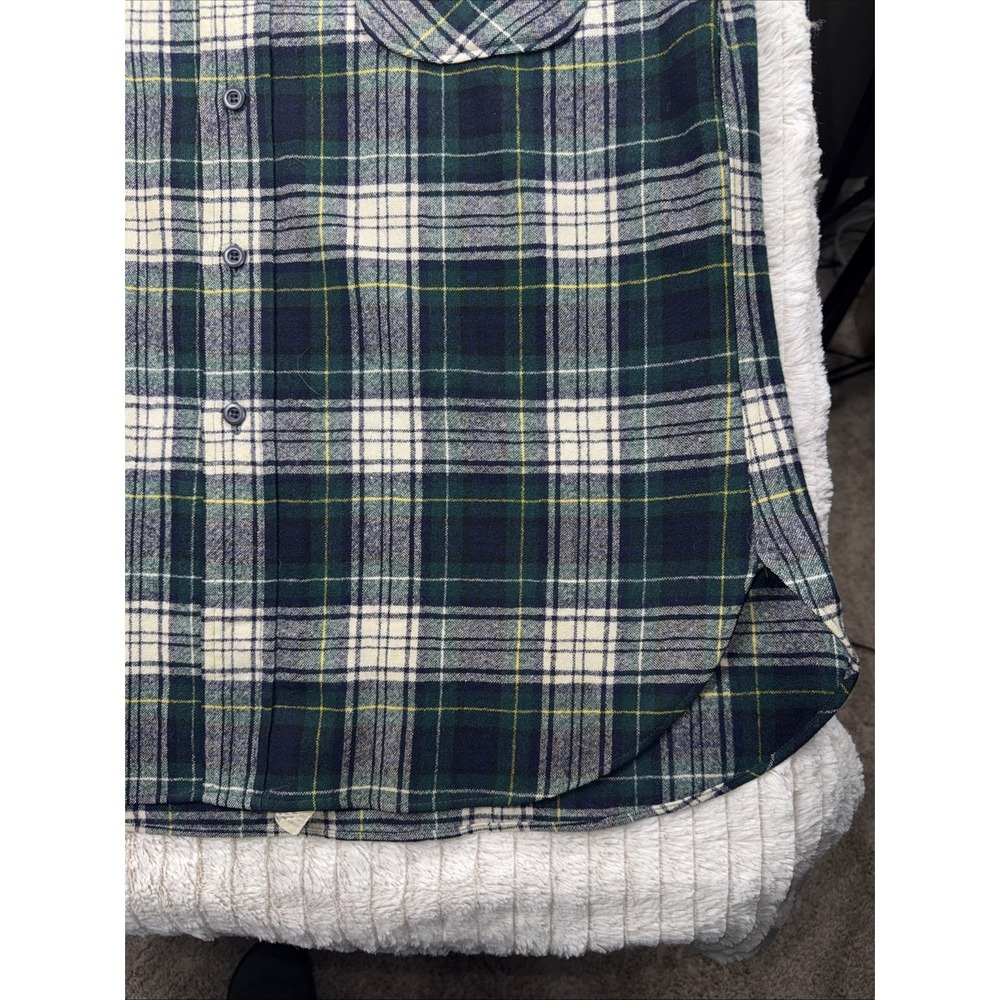 Pendleton VTG 100% Wool Board Shirt Long Sleeve Blue Green Large L Plaid Western - Picture 13 of 16